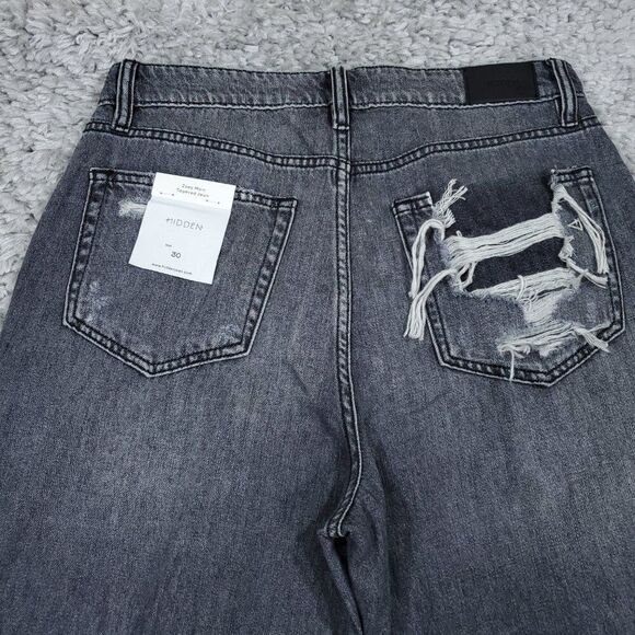 Hidden Zoey Mom Tapered Jeans Ripped High Rise Gray Busted Knee Size 30 - Picture 3 of 10
